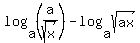 log%28a%2C%28a%2Fsqrt%28x%29%29%29+-+log%28a%2C+sqrt%28ax%29%29