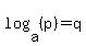 log%28a%2C%28p%29%29+=+q