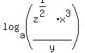 log%28a%2C%28z%5E%281%2F2%29%2Ax%5E3%2Fy%29%29