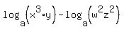 log%28a%2C+%28x%5E3%2Ay%29%29+-+log%28a%2C+%28w%5E2z%5E2%29%29