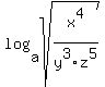 log%28a%2Csqrt%28x%5E4%2Fy%5E3z%5E5%29%29