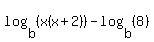 log%28b%2C%28x%28x%2B2%29%29%29-log%28b%2C%288%29%29