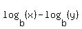 log%28b%2C%28x%29%29-log%28b%2C%28y%29%29