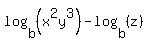 log%28b%2C%28x%5E2y%5E3%29%29-log%28b%2C%28z%29%29