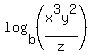 log%28b%2C+%28x%5E3y%5E2%2Fz%29%29