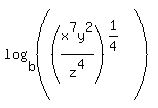 log%28b%2C++%28%28x%5E7y%5E2%2Fz%5E4%29%5E%281%2F4%29%29%29