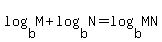 log%28b%2CM%29+%2B+log%28b%2CN%29+=+log%28b%2CMN%29