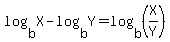 log%28b%2CX%29-log%28b%2CY%29=log%28b%2C%28X%2FY%29%29
