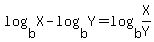 log%28b%2CX%29-log%28b%2CY%29=log%28b%2CX%2FY%29