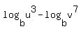log%28b%2Cu%5E3%29-log%28b%2Cv%5E7%29
