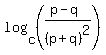 log%28c%2C%28%28p-q%29%2F%28p%2Bq%29%5E2%29%29%29