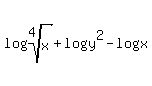 log%28root%284%2Cx%29%29+%2B+log%28y%5E2%29+-+log%28x%29