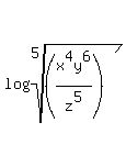 log%28root%285%2C%28x%5E4y%5E6%2Fz%5E5%29%29+++%29