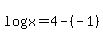 log%28x%29=4-%28-1%29