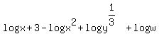 log%28x%2B3%29-log%28x%29%5E2%2Blog%28y%29%5E%281%2F3%29%2Blog%28w%29