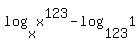 log%28x%2Cx%5E123%29-log%28123%2C1%29%29
