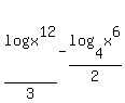 log%28x%5E12%29%2F3+-+log%284%2Cx%5E6%29%2F2