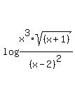 log%28x%5E3+%2Asqrt%28%28x%2B1%29%29%2F%28x-2%29%5E2%29