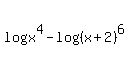 log%28x%5E4%29+-+log%28%28x%2B2%29%5E6%29