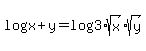 log%28x+%2B+y%29+=+log+%283%2Asqrt%28x%29%2Asqrt%28y%29%29