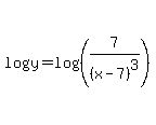 log%28y%29+=+log%28%287%2F%28x-7%29%5E3%29%29