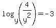log%28y%2C%284%2Fy%5E2%29%29=-3