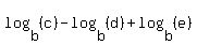 log+%28b%2C+%28c%29%29+-+log+%28b%2C++%28d%29%29+%2B+log+%28b%2C+%28e%29%29%29