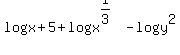 log+%28x%2B5%29%2Blog+x%5E%281%2F3%29-log+y%5E2
