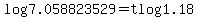 log+7.058823529+=+t+log+1.18