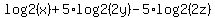 log2%28x%29%2B5%2Alog2%282y%29-5%2Alog2%282z%29