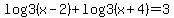 log3%28x-2%29%2Blog3%28x%2B4%29+=+3