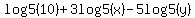 log5%2810%29%2B3log5%28x%29-5log5%28y%29