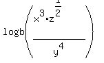 logb%28%28x%5E3+%2A+z%5E%281%2F2%29%29+%2Fy%5E4%29+
