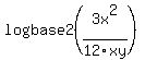 logbase2%283x%5E2+%2F+12xy%29