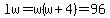 lw+=+w%28w%2B4%29+=+96