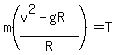 m%28%28v%5E2-gR%29%2FR%29=T