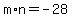 m%2An+=+-28