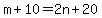m%2B10=2n%2B20