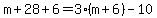 m%2B28%2B6=3%28m%2B6%29-10