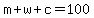 m%2Bw%2Bc+=+100