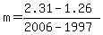 m=%282.31-1.26%29%2F%282006-1997%29