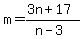 m=%283n%2B17%29%2F%28n-3%29