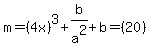 m=%284x%29%5E3%2Bb%2Fa%5E2%2Bb=%2820%29
