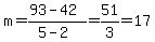 m=%2893-42%29%2F%285-2%29=51%2F3=17