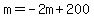 m=-2m%2B200