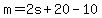 m=2s%2B20-10