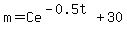 m=Ce%5E%28-0.5t%29%2B30