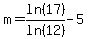 m=ln%2817%29%2Fln%2812%29-5