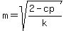m=sqrt%28%282-cp%29%2Fk%29