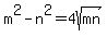m%5E2+-+n%5E2=4sqrt%28mn%29